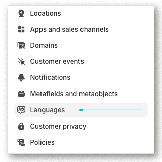 Shopify language export dialog with Payment gateways selected